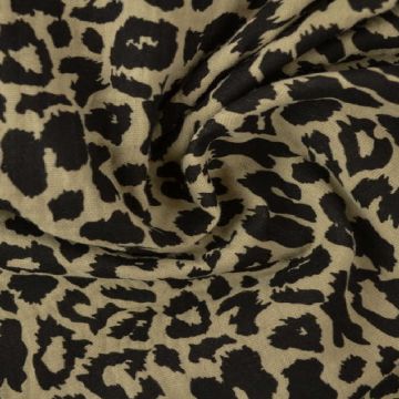 Musselin - Black Leopard on Beige
