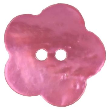 Knoop - parelmoer bloem roze - 15mm