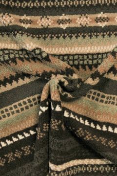 Teddy Plüschstoffe - Green/Brown/Caramel Graphic Stripes