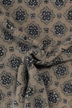 Teddy Plüschstoffe - Blue/Green Mandala on Taupe