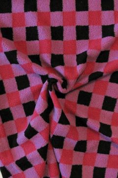 Teddy Plüschstoffe - Lilac/Pink/Black Squares