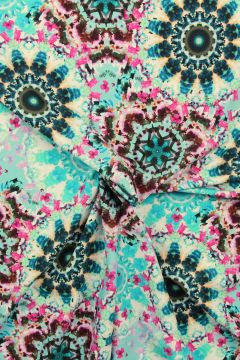 Badeanzugstoff - Ibiza Design Blue/Pink/Brown