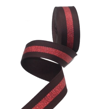 Luxus Taschenband - Shiny Red stripe on Brown