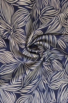 Stripes Flowers - navy/white