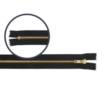 Reißverschluss Hose Gold - 580 - Black - 15 cm 
