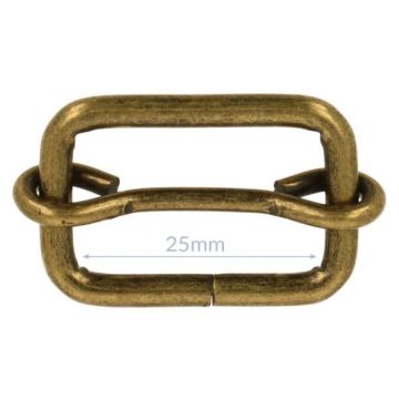 Opry Vierkantring mit Schieberegler - Old Gold - 25mm