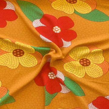 Viskose - Mozaik Flowers Dark Ocher