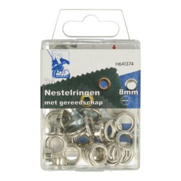 Ösen mit Verarbeitungswerkzeug 8mm - Silber