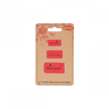 Opry Lederimitat-Labels handmade - Red