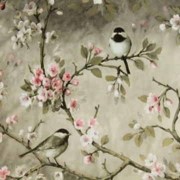 Wachstuch - Bird in Blossom Tree Taupe