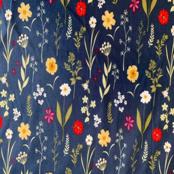 Baumwolle - Picking Flowers - Dark Blue