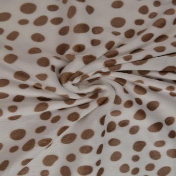 Kuschelfleece - brown Animalspots on white