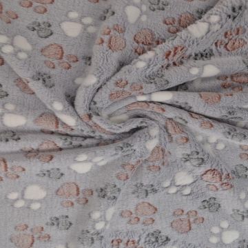 Kuschelfleece - Dogfeet on grey