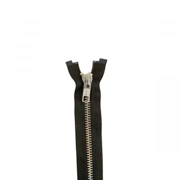 Metall Reißverschluss - Zweiwege teilbar - 570 - Braun/Silber - 85cm