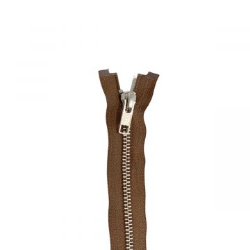 Metall Reißverschluss - Zweiwege teilbar - Warm Brown/Silver - 85cm