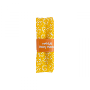 Oaki Doki Schrägband Summer Collection - Yellow Flowers - 2m 