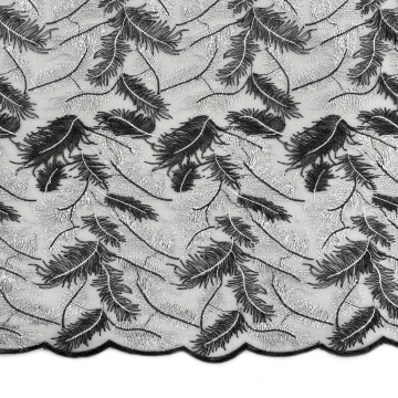 Mesh - Embroidery Feathers - Black/White