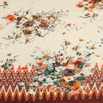Viscose Jersey PANEL - Multicolor Bouquet of Flowers on Off White