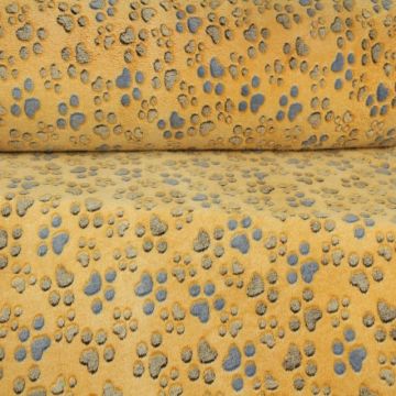 Welness Fleece - Blue/Brown Dogfeet on Ocher