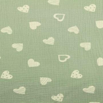 Musselin - Lovely Hearts Vintage Groen