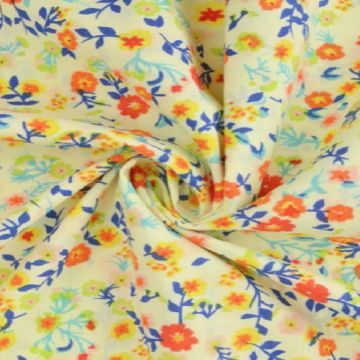 Baumwolle - Garden Flowers - Blue/Lime