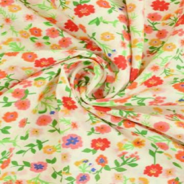 Baumwolle - Garden Flowers - Orange/Green