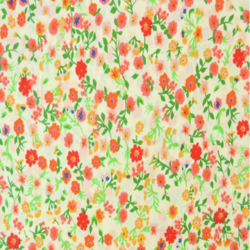 Baumwolle - Garden Flowers - Orange/Green