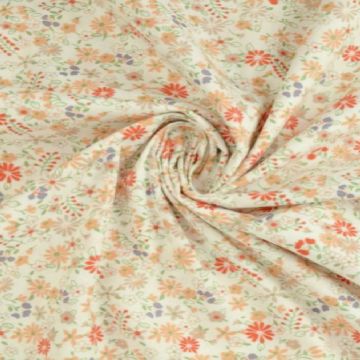 Baumwolle - Flowerbomb - Orange/Taupe