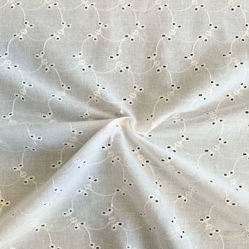 Lochstickerei Baumwolle - French Cottage Flowers - Off White