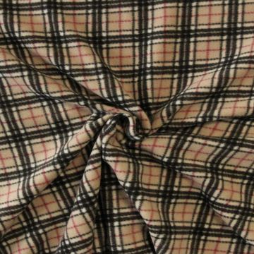 Fleece Print - Red/Black Squares on Beige