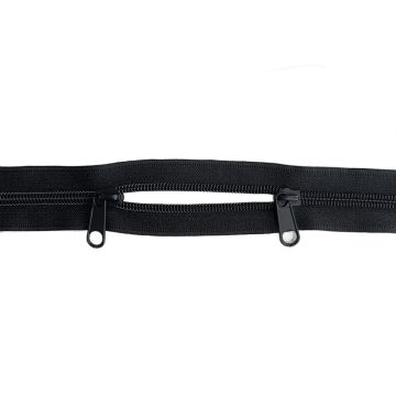 Reißverschluss mit 2 Schiebern - 100 cm - Nicht teilbar - Black