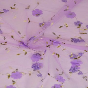 Mesh - Embroidery Floral - Dark Lilac 06