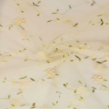Mesh - Embroidery Floral - Champagne 09