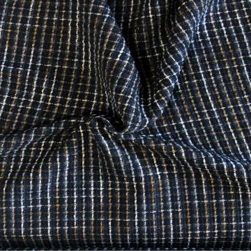 Bouclé - Karo Schwarz/Blau/Kamel