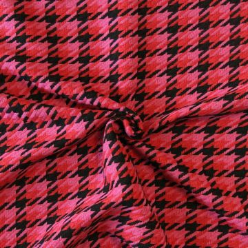 Bouclé - Pied de Coq Rot/Fuchsia/Schwarz