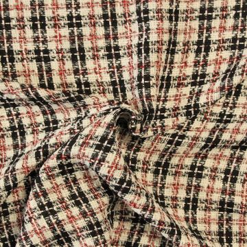 bouclé - Karos Schwarz/Weiß/Rot/Silber