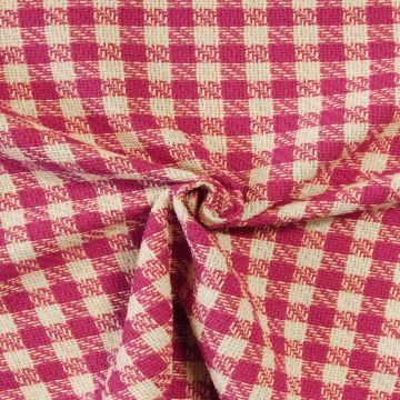 bouclé - Karo Fuchsia/Weiß