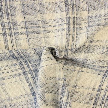 bouclé - Großes Karo Blau/Weiß/Sparkle