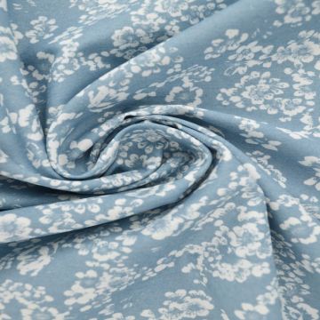 Chambray White Flowers - Summer Blue