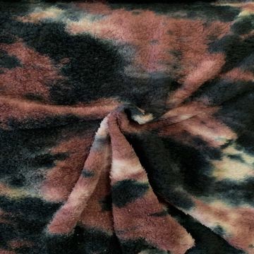 Fluffy Fur Tie Dye - Black/Mauve