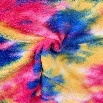 Fluffy Fur Tie Dye - Blue/Neon Pink/ Yellow