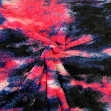 Fluffy Fur Tie Dye - Pink/Black/Blue