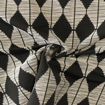 Jacquard Gobelin - Off White/Black Design