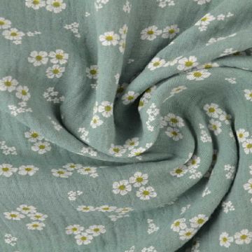 hydrophille stoffe / musselin - Tiny Flowers - Old Green