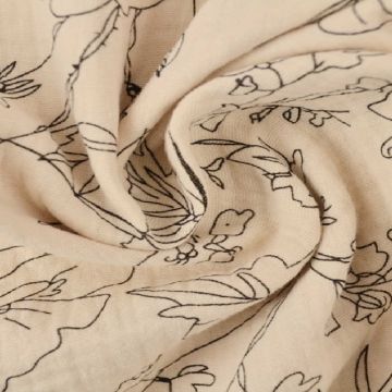 hydrophille stoffe / musselin - Sketch of Flowers on Champagne