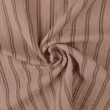 Hydrofiel - Green Stripes on Dark Old Pink