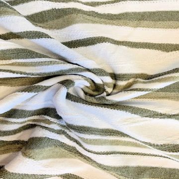 Jacquard Jersey - Green and White Lines