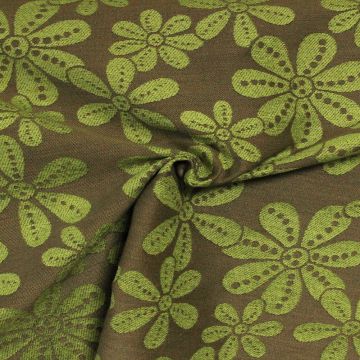 Jacquard Gobelin - Big Flowers Green/Taupe