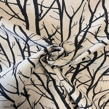Baumwolle Canvas - Branches Black on Beige