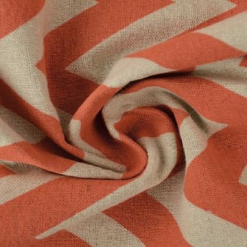 Baumwolle Canvas - Big Zigzag Warm Orange on Beige